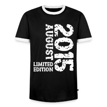 2015 Août Édition Limitée 8ème Tenue d’Anniversaire - T-shirt contrasté Homme - noir/blanc - Devant - AI Model Female 172 light (172cm) & AI Model Male 178 light (178cm)