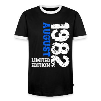 1982 August Limited Edition 41. Geburtstag Outfit - Männer Kontrast-T-Shirt - Schwarz/Weiß - Vorne - AI Model Female 172 light (172cm) & AI Model Male 178 light (178cm)