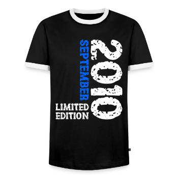 2010 September Limited Edition 13. Geburtstag Deko - Männer Kontrast-T-Shirt - Schwarz/Weiß - Vorne - AI Model Female 172 light (172cm) & AI Model Male 178 light (178cm)