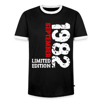 1982 September Limited Edition 41. Geburtstag Deko - Männer Kontrast-T-Shirt - Schwarz/Weiß - Vorne - AI Model Female 172 light (172cm) & AI Model Male 178 light (178cm)