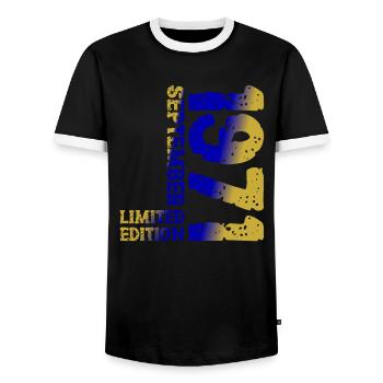 1971 September Limited Edition 52. Geburtstag Deko - Männer Kontrast-T-Shirt - Schwarz/Weiß - Vorne - AI Model Female 172 light (172cm) & AI Model Male 178 light (178cm)