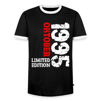 1995 Oktober Limited Edition 28. Geburtstag Deko - Männer Kontrast-T-Shirt - Schwarz/Weiß - Vorne - AI Model Female 172 light (172cm) & AI Model Male 178 light (178cm)