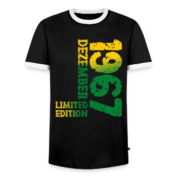1967 décembre Limited Edition 56e anniversaire décoration - T-shirt contrasté Homme - noir/blanc - Devant - AI Model Female 172 light (172cm) & AI Model Male 178 light (178cm)
