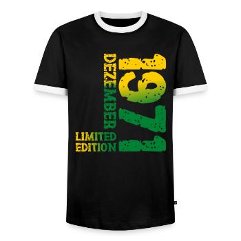 1971 Dezember Limited Edition 52. Geburtstag Deko - Männer Kontrast-T-Shirt - Schwarz/Weiß - Vorne - AI Model Female 172 light (172cm) & AI Model Male 178 light (178cm)