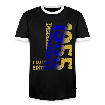 1955 décembre édition limitée 68e anniversaire décoration - T-shirt contrasté Homme - noir/blanc - Devant - AI Model Female 172 light (172cm) & AI Model Male 178 light (178cm)