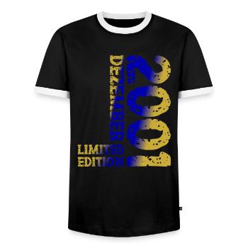 2001 décembre édition limitée 22e anniversaire décoration - T-shirt contrasté Homme - noir/blanc - Devant - AI Model Female 172 light (172cm) & AI Model Male 178 light (178cm)