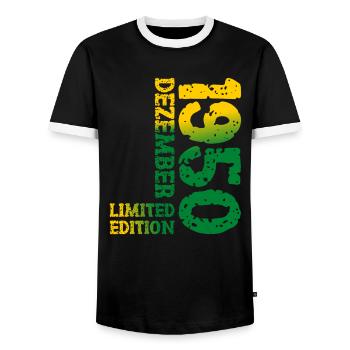 1950 Dezember Limited Edition 73. Geburtstag Deko - Männer Kontrast-T-Shirt - Schwarz/Weiß - Vorne - AI Model Female 172 light (172cm) & AI Model Male 178 light (178cm)