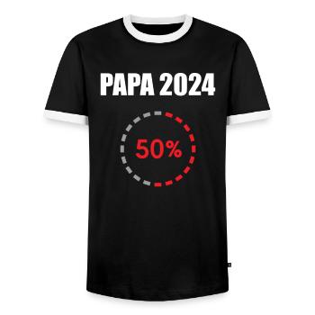 Papa 2024 Loading Vaterschaft Vater Werden Dad - Männer Kontrast-T-Shirt - Schwarz/Weiß - Vorne - AI Model Female 172 light (172cm) & AI Model Male 178 light (178cm)