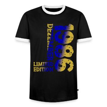 1986 Dezember Limited Edition 37. Geburtstag Deko - Männer Kontrast-T-Shirt - Schwarz/Weiß - Vorne - AI Model Female 172 light (172cm) & AI Model Male 178 light (178cm)