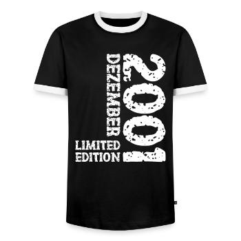 2001 décembre édition limitée 22e anniversaire décoration - T-shirt contrasté Homme - noir/blanc - Devant - AI Model Female 172 light (172cm) & AI Model Male 178 light (178cm)