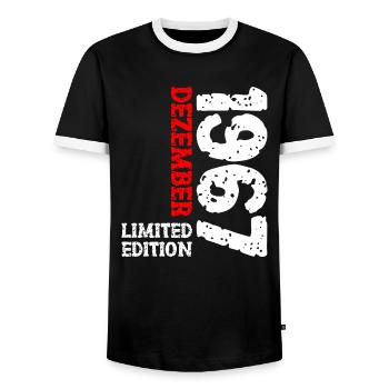 1967 décembre Limited Edition 56e anniversaire décoration - T-shirt contrasté Homme - noir/blanc - Devant - AI Model Female 172 light (172cm) & AI Model Male 178 light (178cm)