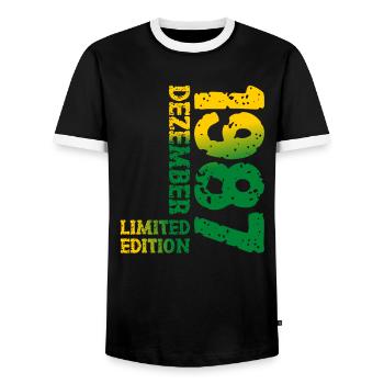 1987 Dezember Limited Edition 36. Geburtstag Deko - Männer Kontrast-T-Shirt - Schwarz/Weiß - Vorne - AI Model Female 172 light (172cm) & AI Model Male 178 light (178cm)