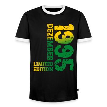 1995 décembre édition limitée 28e anniversaire décoration - T-shirt contrasté Homme - noir/blanc - Devant - AI Model Female 172 light (172cm) & AI Model Male 178 light (178cm)