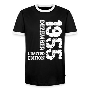 1955 décembre édition limitée 68e anniversaire décoration - T-shirt contrasté Homme - noir/blanc - Devant - AI Model Female 172 light (172cm) & AI Model Male 178 light (178cm)