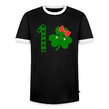 Accessoires de la Saint-Patrick, décoration de Shamrock d'irlande - T-shirt contrasté Homme - noir/blanc - Devant - AI Model Female 172 light (172cm) & AI Model Male 178 light (178cm)