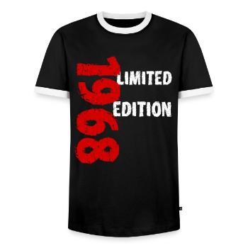 1968 Limited Edition Birthday Gift Wife Husband - Men's Ringer Shirt - black/white - Front - AI Model Female 172 light (172cm) & AI Model Male 178 light (178cm)