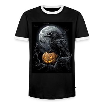 Halloween Geschenk Frauen Krähe Männer Kinder Deko - Männer Kontrast-T-Shirt - Schwarz/Weiß - Vorne - AI Model Female 172 light (172cm) & AI Model Male 178 light (178cm)