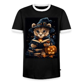 Halloween Gift Women Lion Men Kids Decoration - Men's Ringer Shirt - black/white - Front - AI Model Female 172 light (172cm) & AI Model Male 178 light (178cm)