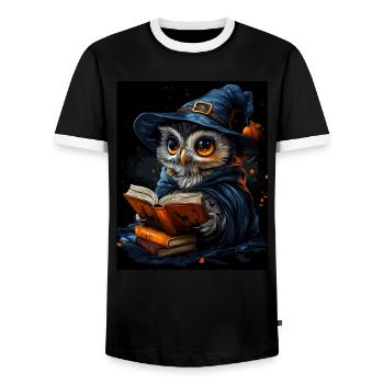 Halloween Geschenk Frauen Eule Männer Kinder Deko - Männer Kontrast-T-Shirt - Schwarz/Weiß - Vorne - AI Model Female 172 light (172cm) & AI Model Male 178 light (178cm)