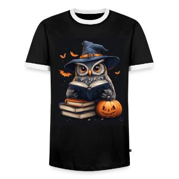 Halloween Geschenk Frauen Eule Männer Kinder Deko - Männer Kontrast-T-Shirt - Schwarz/Weiß - Vorne - AI Model Female 172 light (172cm) & AI Model Male 178 light (178cm)