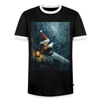 Christmas Elf Women Men Children Christmas - Men's Ringer Shirt - black/white - Front - AI Model Female 172 light (172cm) & AI Model Male 178 light (178cm)