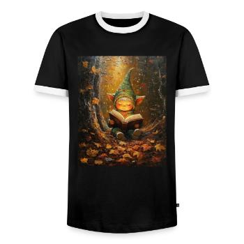 Christmas Elf Women Men Children Christmas - Men's Ringer Shirt - black/white - Front - AI Model Female 172 light (172cm) & AI Model Male 178 light (178cm)