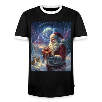 Weihnachtsmann Frauen Männer Kinder Weihnachten - Männer Kontrast-T-Shirt - Schwarz/Weiß - Vorne - AI Model Female 172 light (172cm) & AI Model Male 178 light (178cm)