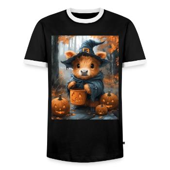Halloween Geschenk Frauen Kuh Männer Kinder Deko - Männer Kontrast-T-Shirt - Schwarz/Weiß - Vorne - AI Model Female 172 light (172cm) & AI Model Male 178 light (178cm)