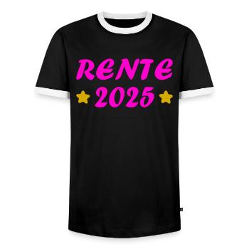 Pension 2025 Cadeau Pension 2025 Retraite Papy Mamie - T-shirt contrasté Homme - noir/blanc - Devant - AI Model Female 172 light (172cm) & AI Model Male 178 light (178cm)
