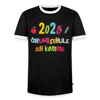 Écolier 2025 Inscription des jeunes filles à l’école 2025 Décoration - T-shirt contrasté Homme - noir/blanc - Devant - AI Model Female 172 light (172cm) & AI Model Male 178 light (178cm)