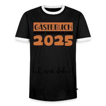 Guestbook School Enrollment 2025 Young Girls Schoolchild - Men's Ringer Shirt - black/white - Front - AI Model Female 172 light (172cm) & AI Model Male 178 light (178cm)