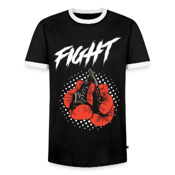 Boxing Fight - Men's Ringer Shirt - black/white - Front - AI Model Female 172 light (172cm) & AI Model Male 178 light (178cm)