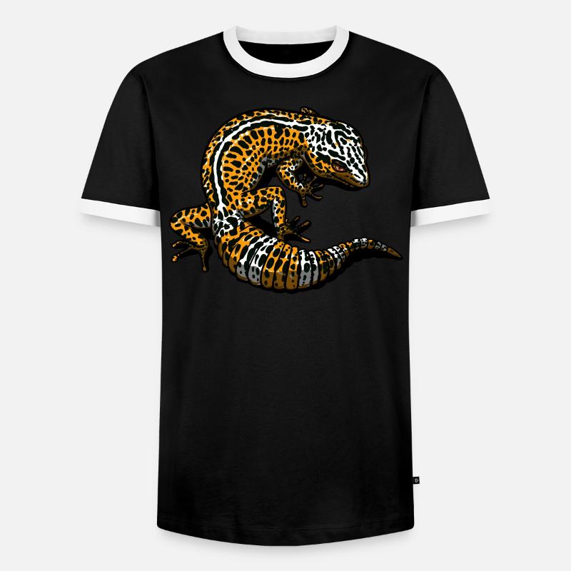 Leopard-Gecko-Eidechsen-Reptil - Männer Kontrast-T-Shirt - Schwarz/Weiß