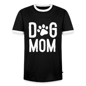 Dog mom with paw - Men's Ringer Shirt - black/white - Front - AI Model Female 172 light (172cm) & AI Model Male 178 light (178cm)