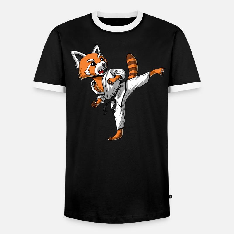 Red Panda Bear Karate Ninja - Men's Ringer Shirt - black/white