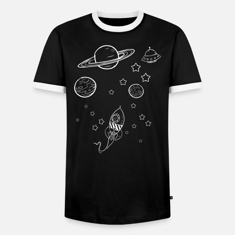 Planet Rocket Space - Men's Ringer Shirt - black/white
