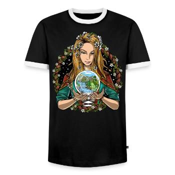 Hippie Nature Shaman - Men's Ringer Shirt - black/white - Front - AI Model Female 172 light (172cm) & AI Model Male 178 light (178cm)