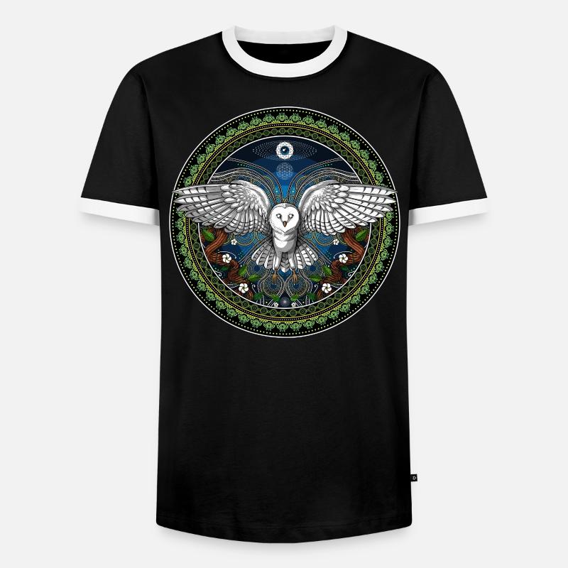 Ayahuasca-Eule - Männer Kontrast-T-Shirt - Schwarz/Weiß