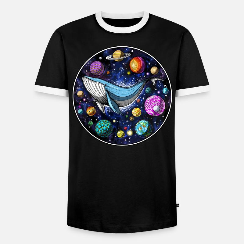 Psychedelic Whale - Men's Ringer Shirt - black/white
