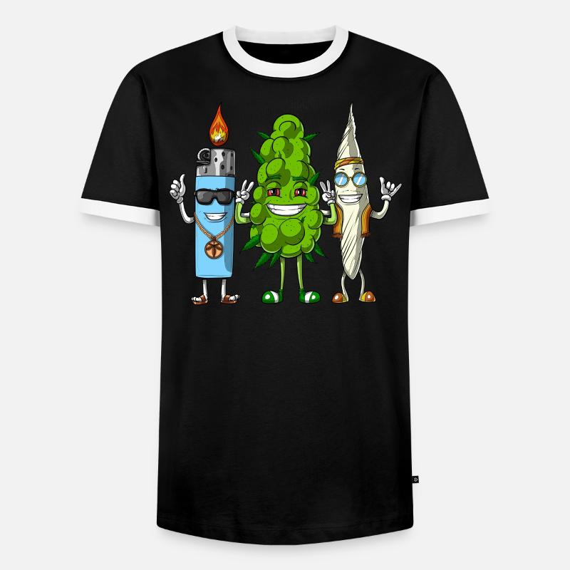 Weed Bud Lighter Joint - Männer Kontrast-T-Shirt - Schwarz/Weiß