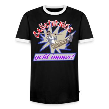 Calisthenics geht immer - Männer Kontrast-T-Shirt - Schwarz/Weiß - Vorne - AI Model Female 172 light (172cm) & AI Model Male 178 light (178cm)