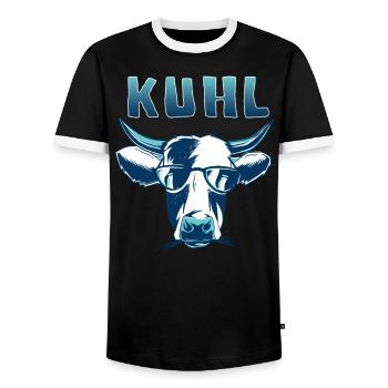 Cool cows - Men's Ringer Shirt - black/white - Front - AI Model Female 172 light (172cm) & AI Model Male 178 light (178cm)
