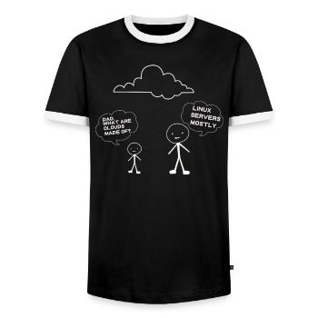 Father and son Linux - Men's Ringer Shirt - black/white - Front - AI Model Female 172 light (172cm) & AI Model Male 178 light (178cm)