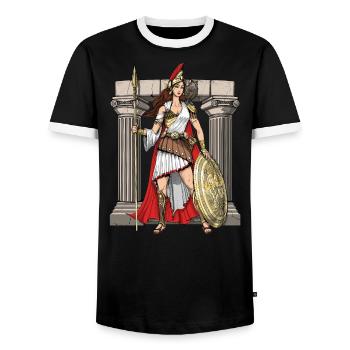 Athena Greek Goddess - Men's Ringer Shirt - black/white - Front - AI Model Female 172 light (172cm) & AI Model Male 178 light (178cm)