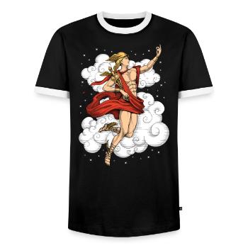 Griechischer Gott Hermes - Männer Kontrast-T-Shirt - Schwarz/Weiß - Vorne - AI Model Female 172 light (172cm) & AI Model Male 178 light (178cm)