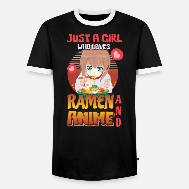 Animemädchen mag Ramen - Männer Kontrast-T-Shirt - Schwarz/Weiß
