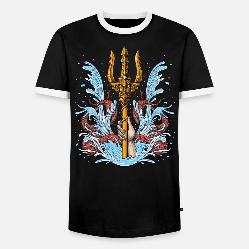 Poseidon Trident - Men's Ringer Shirt - black/white