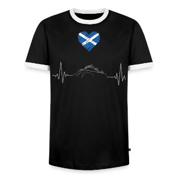 Scotland Love - Men's Ringer Shirt - black/white - Front - AI Model Female 172 light (172cm) & AI Model Male 178 light (178cm)