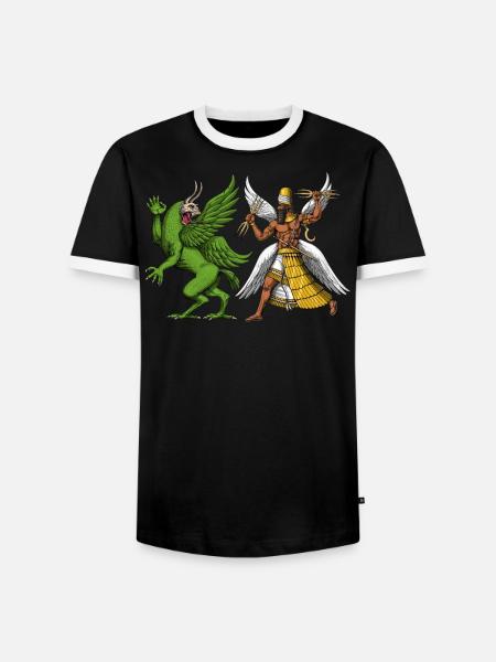 Tiamat And Marduk Sumerian Mythology - Men's Ringer Shirt - black/white