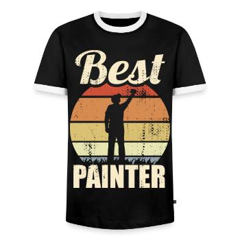Best Painter - Men's Ringer Shirt - black/white - Front - AI Model Female 172 light (172cm) & AI Model Male 178 light (178cm)